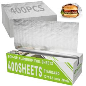 Pre-Cut Aluminum Foil Sheets, 400 Count