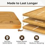 Bamboo Cutting Board Set with Handles - 3 Pieces