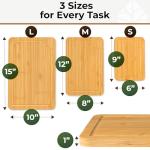 Bamboo Cutting Board Set with Handles - 3 Pieces