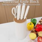 WEISHEHUG 5-Piece White Knife Set with Block