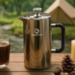 TOMAKEIT 1L French Press Coffee Maker in Silver