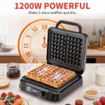 Dual Belgian Waffle Maker with Nonstick Plates
