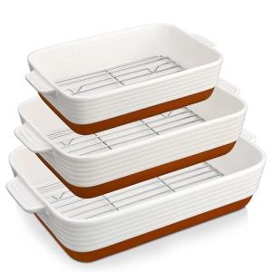 MALACASA 3-Piece Ceramic Casserole Dish Set
