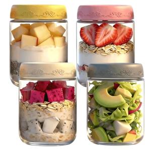 16oz Glass Jars with Airtight Lids - 4 Pack