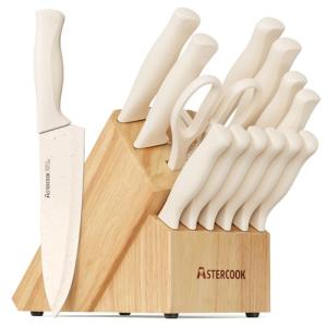 15-Piece Astercook Kitchen Knife Set with Block