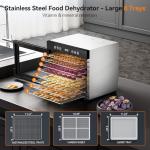 8-Tray Stainless Steel Food Dehydrator with Timer