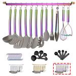 38-Piece Rainbow Silicone Utensil Set with Rack