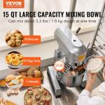 VEVOR 15Qt Commercial Food Mixer with 3 Speeds
