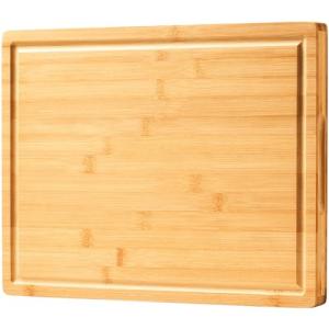 Bamboo Cutting Board with Juice Grooves & Handles