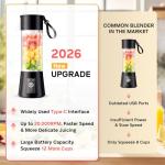 Portable Cordless Smoothie Blender - 13Oz Rechargeable