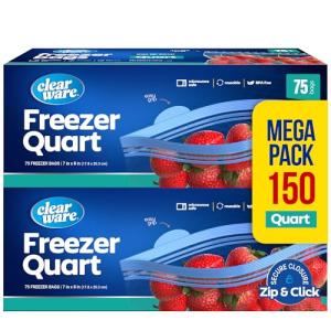 150 Count Quart Freezer Bags with Double Zipper