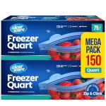 150 Count Quart Freezer Bags with Double Zipper