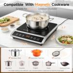 AMZCHEF 1800W Portable Induction Cooktop with Smart Functions