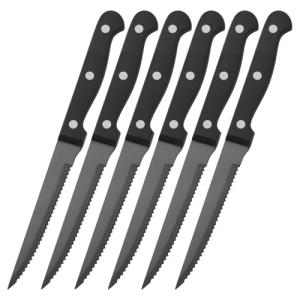 Black Stainless Steel Steak Knife Set of 6