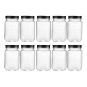 16 oz Clear Plastic Storage Jars with Lids - 10 Pack