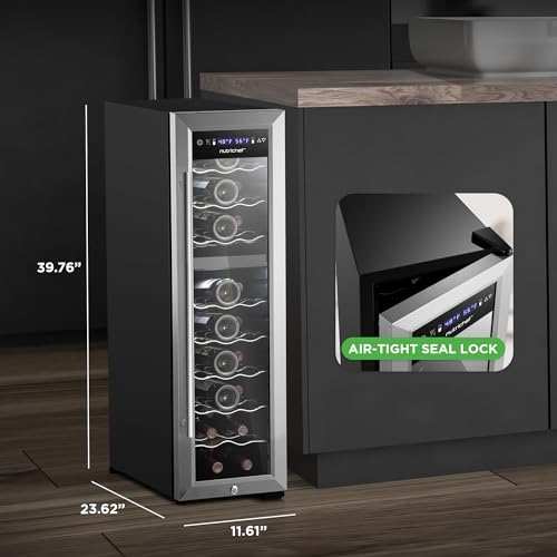 Nutrichef Dual Zone Wine Fridge Cooler 24 Bottles