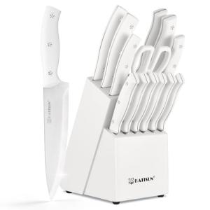 KATISUN 15-Piece White Kitchen Knife Set