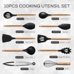 Carote 10-Piece Silicone Utensil Set with Wooden Handles
