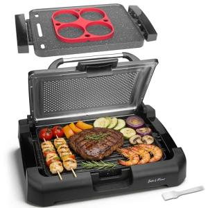 Indoor Electric Griddle and Grill with Removable Plate