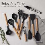 Carote 10-Piece Silicone Utensil Set with Wooden Handles