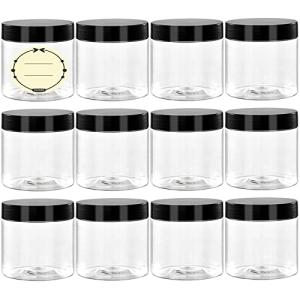 4 Oz BPA-Free Plastic Jars with Lids (12 Pack)