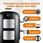 Realcook 20.5 Inch Vertical Charcoal Smoker Grill