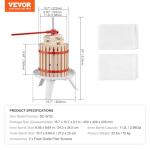 VEVOR Manual Fruit Wine Press - 3.2 Gallon