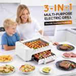 MIOAOTCE 3-in-1 Smokeless Indoor Electric Grill