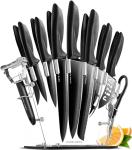 16-Piece Kitchen Knife Set with Wooden Block