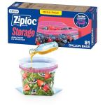 Ziploc Gallon Storage Bags, Stand-Up Design, 81 Count