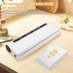 Food Vacuum Sealer Machine with 20 Bags and Timer