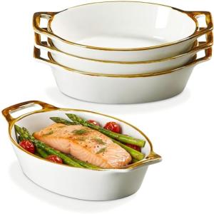 ONEMORE Small Oval Ceramic Au Gratin Baking Dish Set