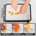 Double-Sided Stainless Steel Cutting Board with Juice Groove