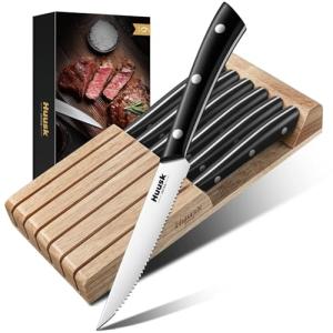 Huusk 6-Piece Steak Knives Set with Block