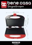 Bene Casa Red Nonstick Flat Grill Sandwich Maker