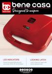 Bene Casa Red Nonstick Flat Grill Sandwich Maker