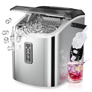 Portable Ice Maker with Self-Cleaning and Carry Handle