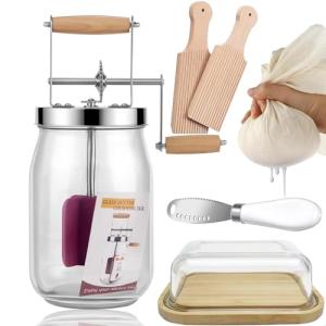 Wooden Hand-Crank Butter Churn Kit