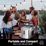 Portable Ice Maker with Self-Cleaning and Carry Handle