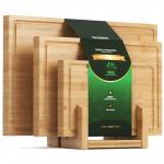 Maxboro Bamboo Cutting Board Set with Stand