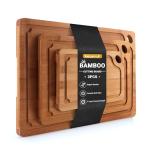 Lacusmall Bamboo Cutting Board Set with Juice Groove