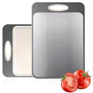 Double-Sided Stainless Steel Cutting Board with Handle