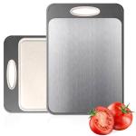 Double-Sided Stainless Steel Cutting Board with Handle