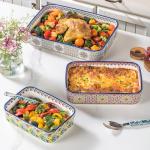 Set of 3 Ceramic Casserole Dishes for Baking