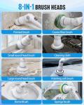 Cordless Electric Spin Scrubber with 8 Brush Heads