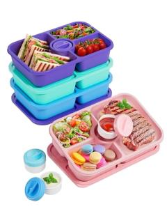 Canfanni Stackable 4-Compartment Bento Snack Boxes