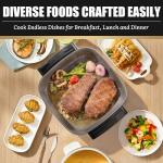 FineMade 12-Inch Non-Stick Electric Skillet with Lid