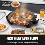 FineMade 12-Inch Non-Stick Electric Skillet with Lid