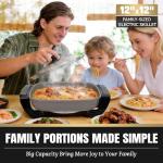 FineMade 12-Inch Non-Stick Electric Skillet with Lid