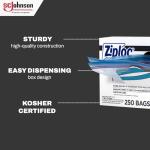 Ziploc 1 Gallon Freezer Bags, 250 Count